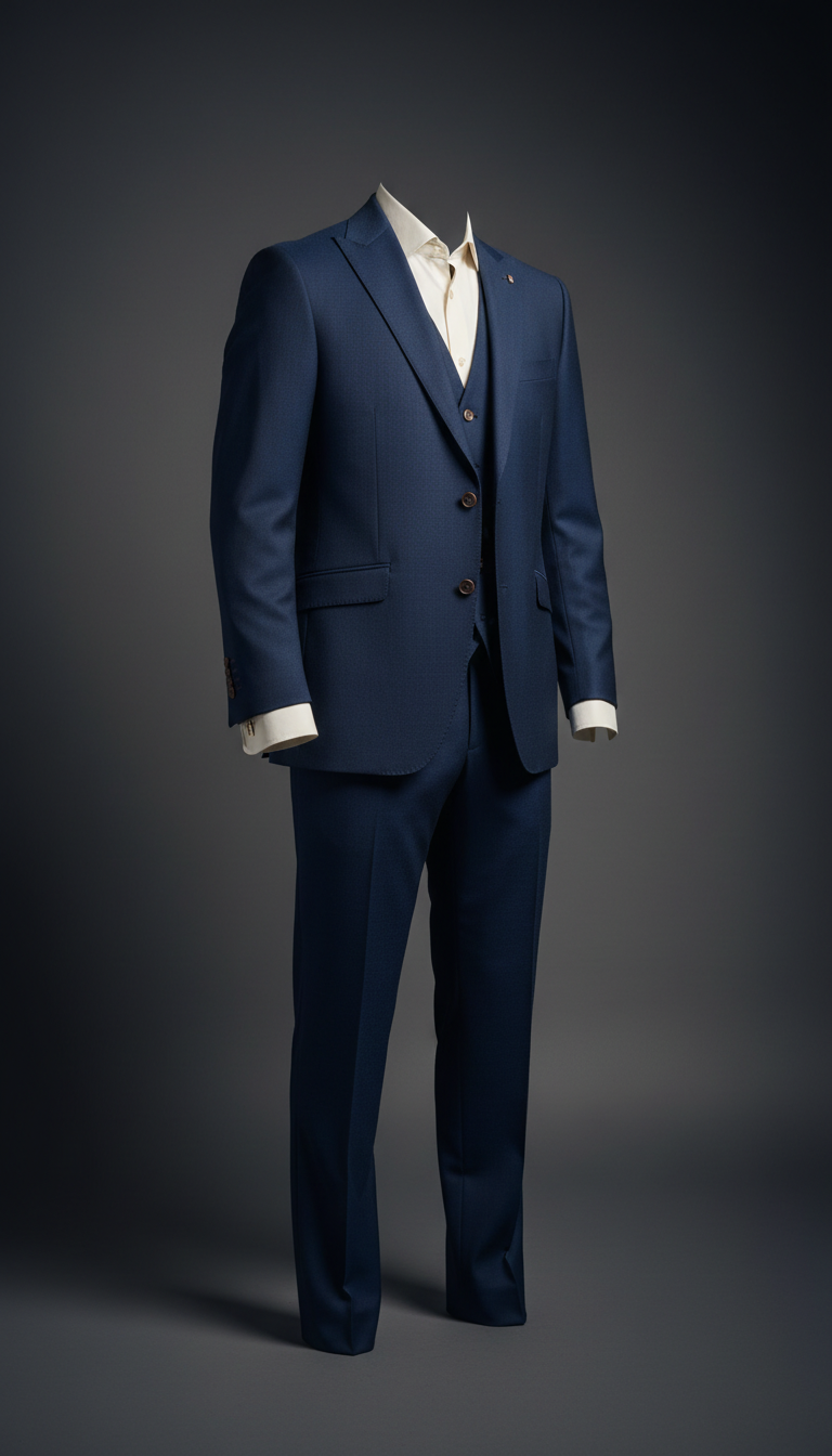 Midnight Blue Three-Piece Silk Lined Suit