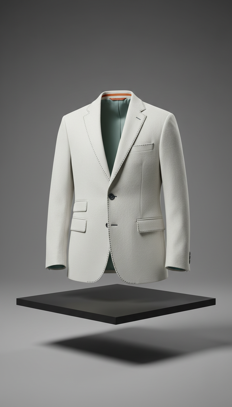 Tailored jacket in chalk white wool